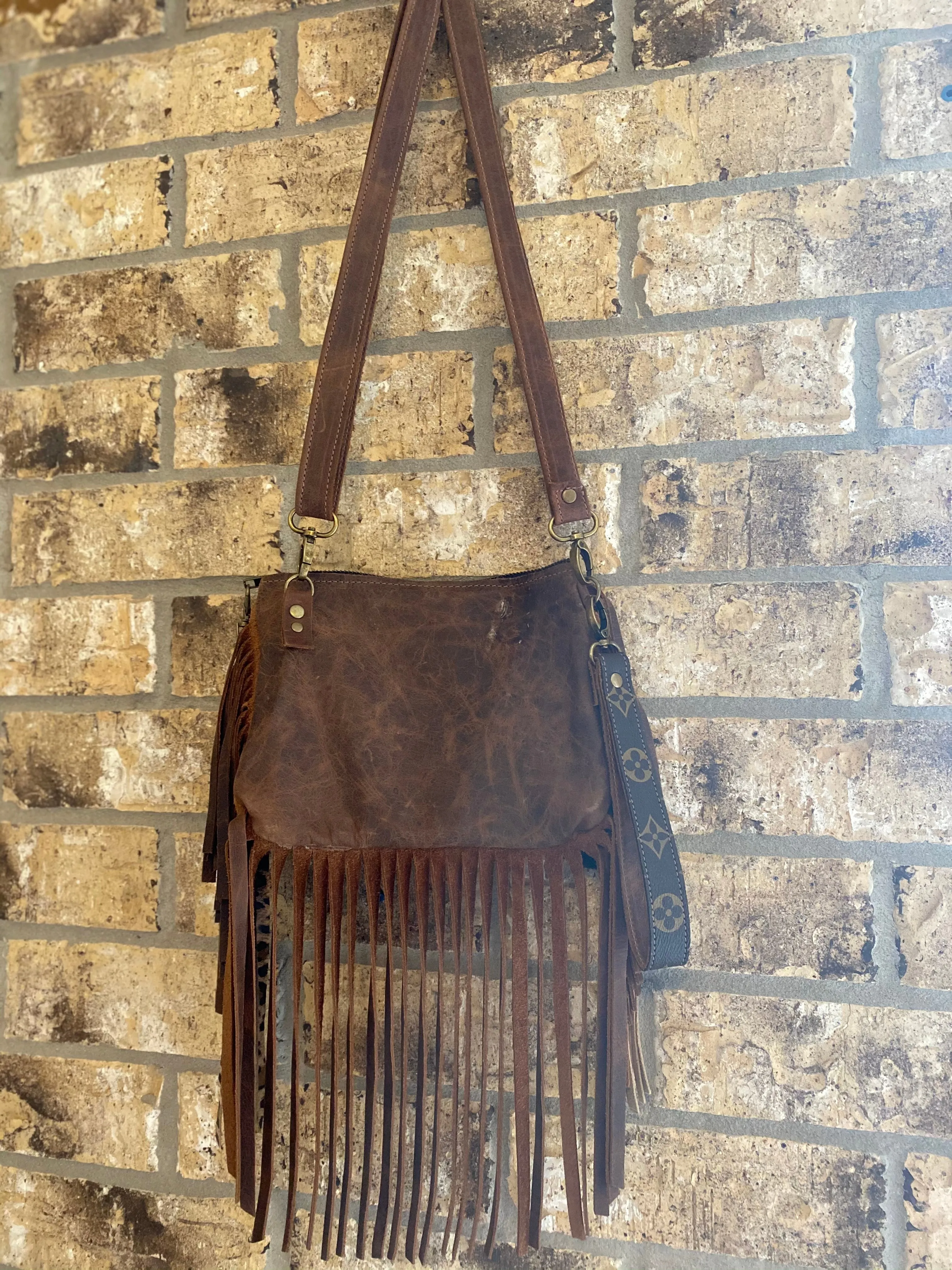 Platinum Leather Leopard Bag
