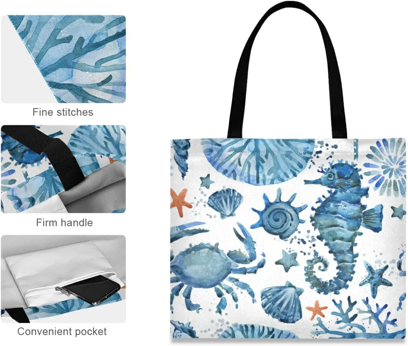 Poeticcity Women Grocery Tote Bag, Canvas Shoulder Bags, Women Handbag for Outdoors