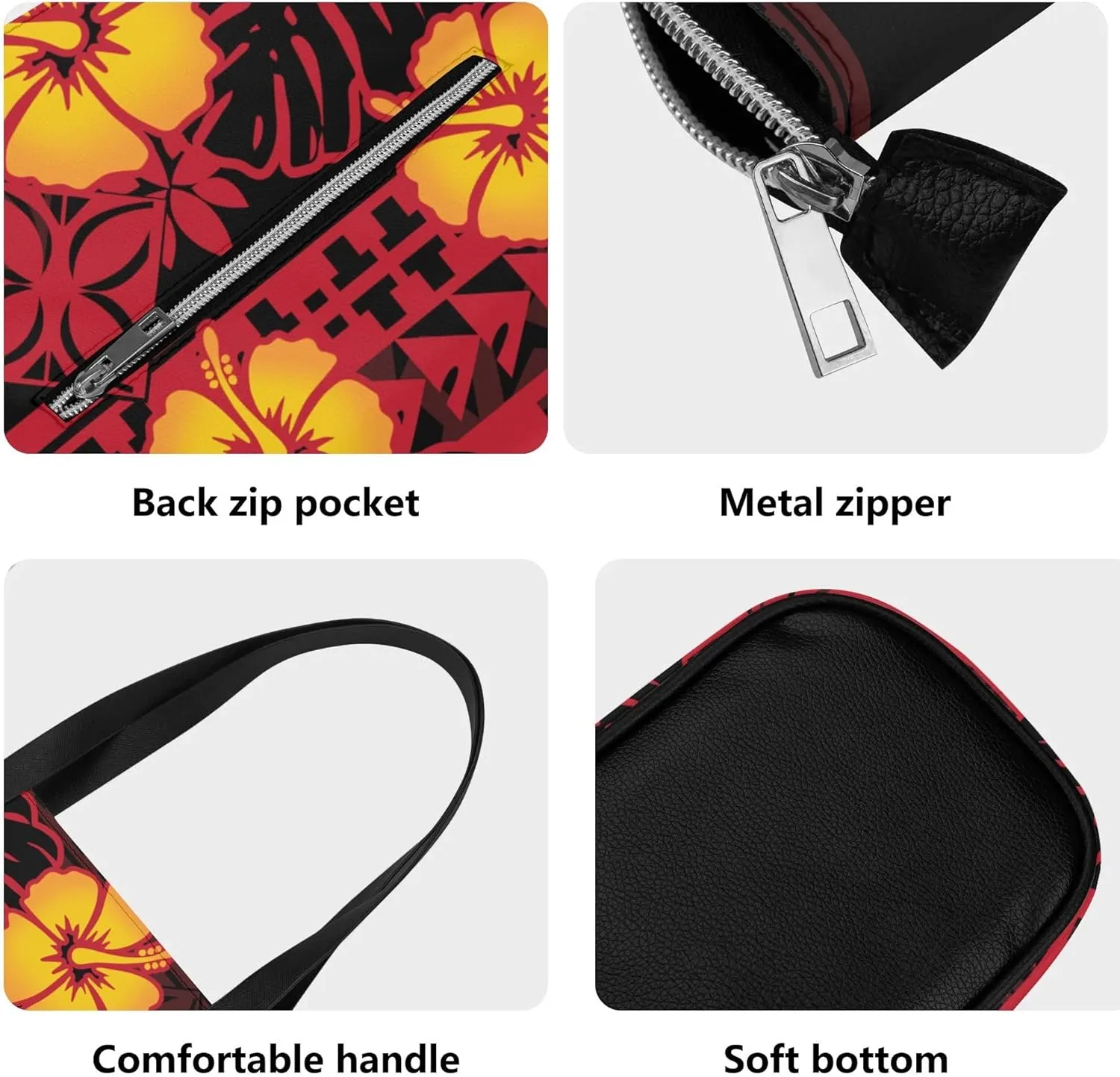 Polynesian Tattoo Leather Handbag Hawaiian Tribe Samoan Pattern Large Casual Shoulder Bag Customized Gift