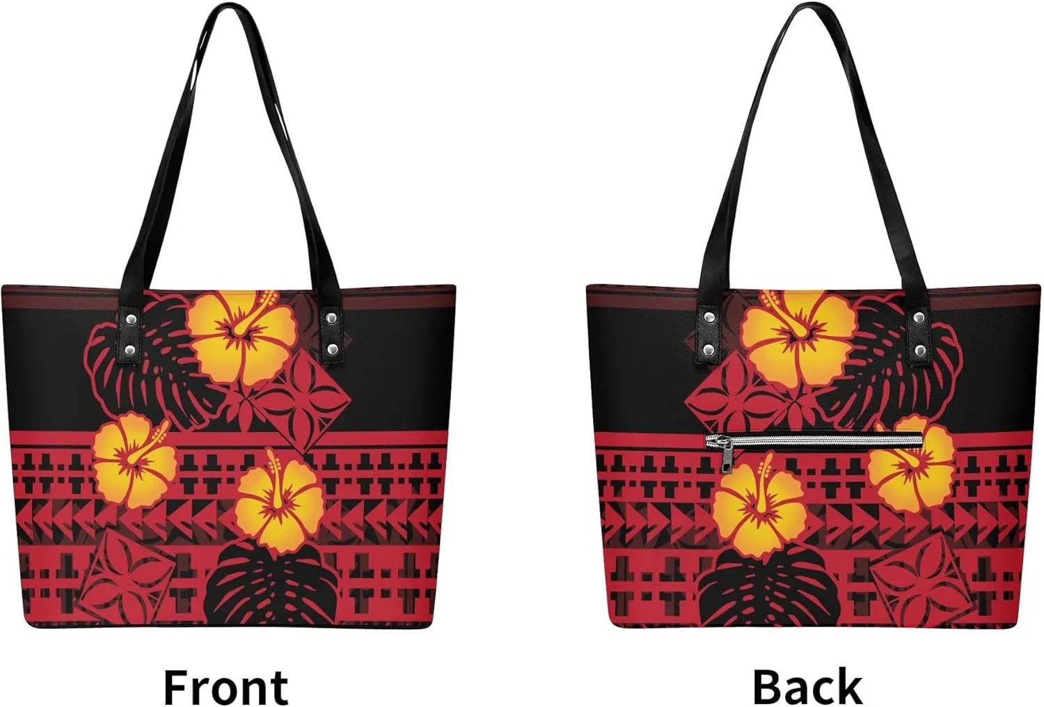 Polynesian Tattoo Leather Handbag Hawaiian Tribe Samoan Pattern Large Casual Shoulder Bag Customized Gift