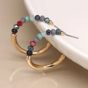 POM Golden Multi Colour Bead Hoop Earrings