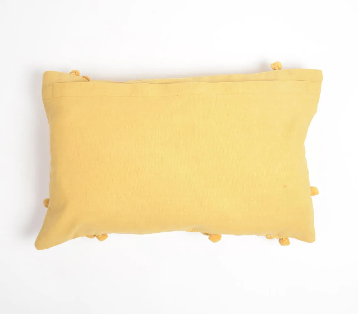 Pom-Pom & Lace Embellished Lumbar Cushion Cover