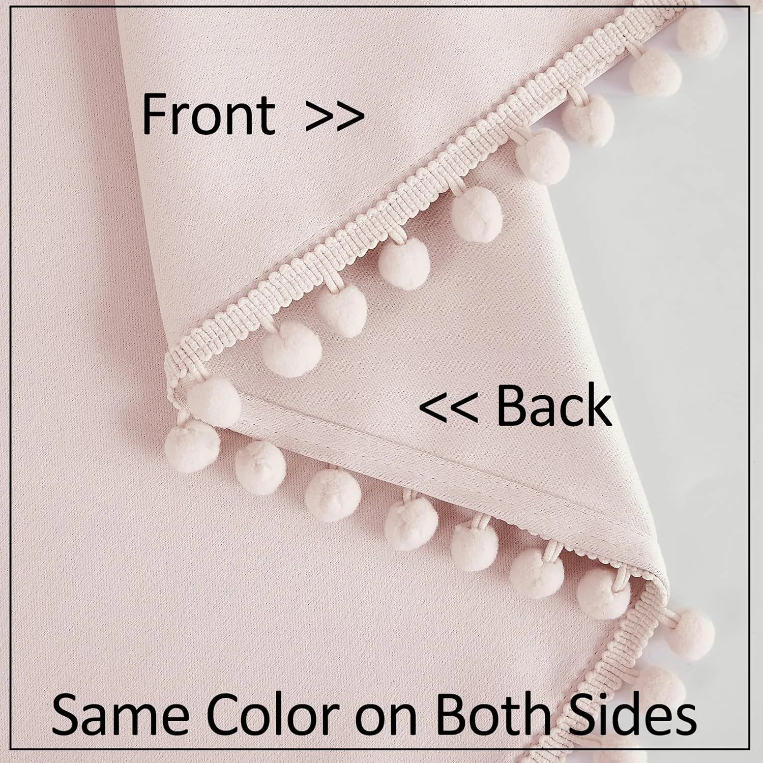 Pom Pom Curtains for Bedroom Pink Girls Room Blackout Window Drapes 63" Energy Efficient Thermal Insulated Living Room Darkening Curtain Panels 2pcs