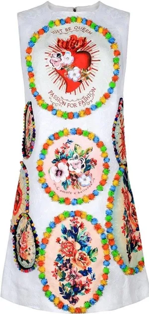 Pom Pom Embellished Mini Dress