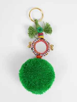 Pom Pom Mirror Keyrings, Green