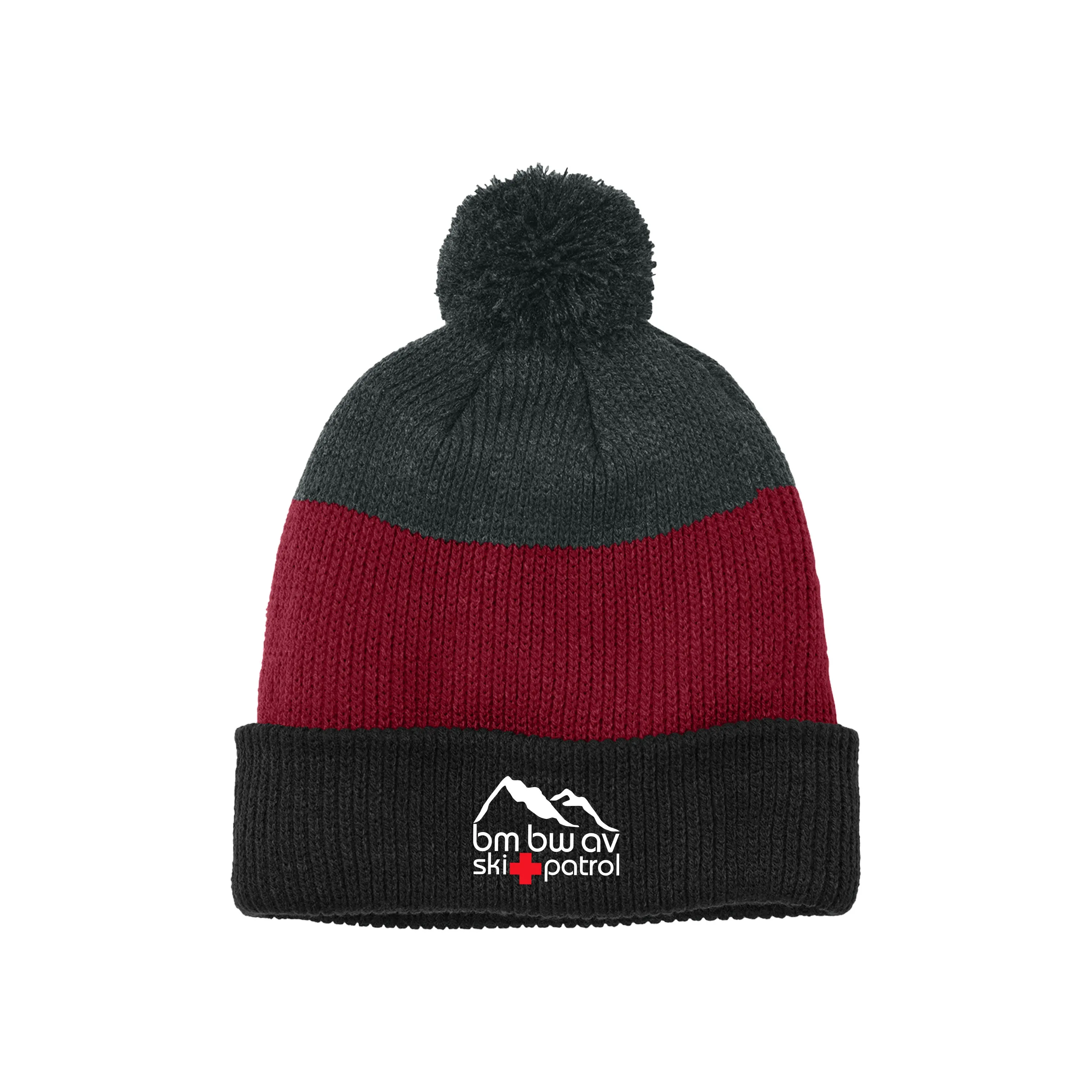 Port Authority - Cozy Striped Pom Beanie. C979.