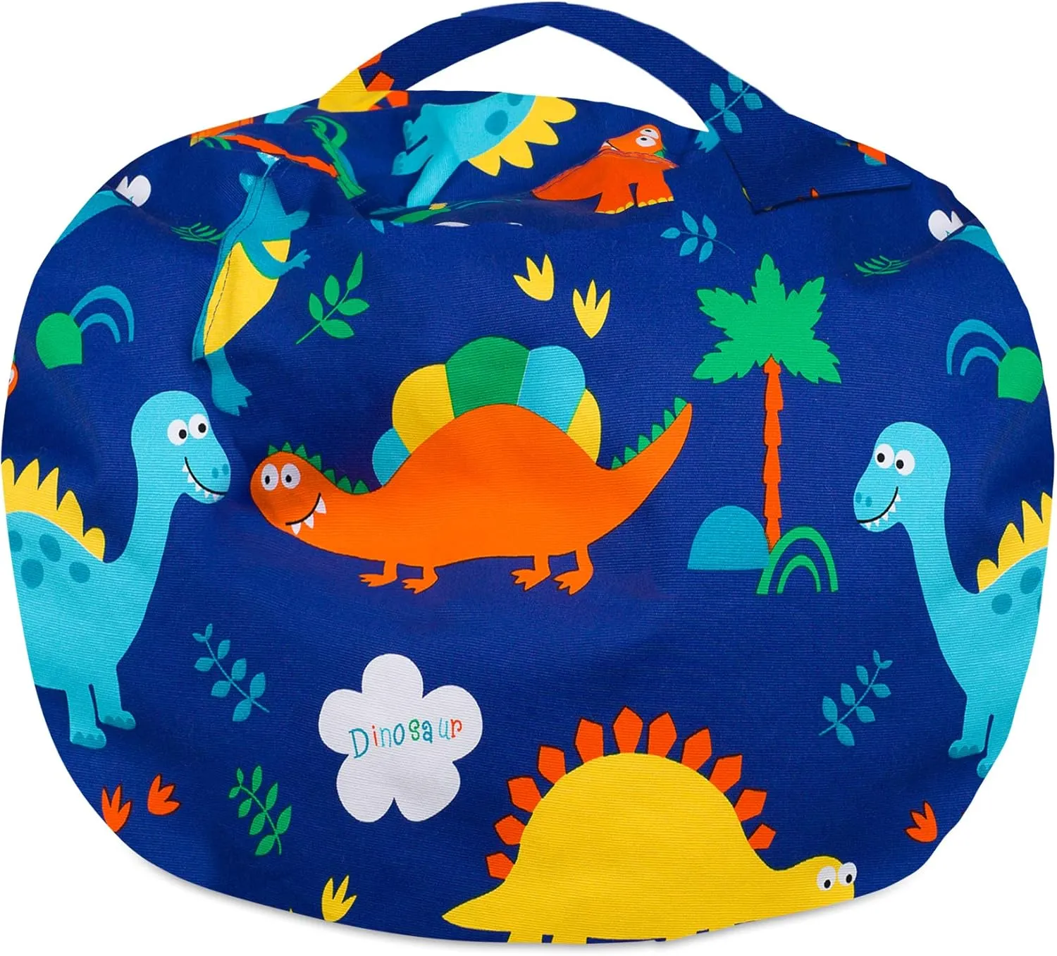 Posh Stuffable Kids Stuffed Animal Storage Bean Bag Chair Cover - Childrens Toy Organizer, Large-38 - Canvas Dinos on Blue