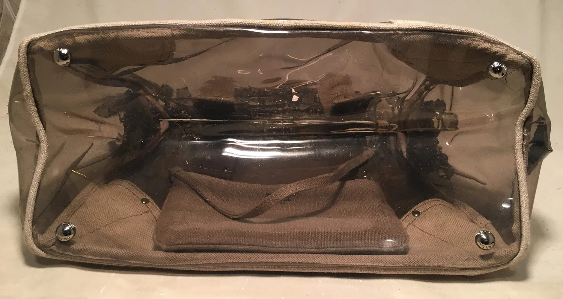 Prada Crystal Mistolino Plex Vinyl Canvas Frame Handbag