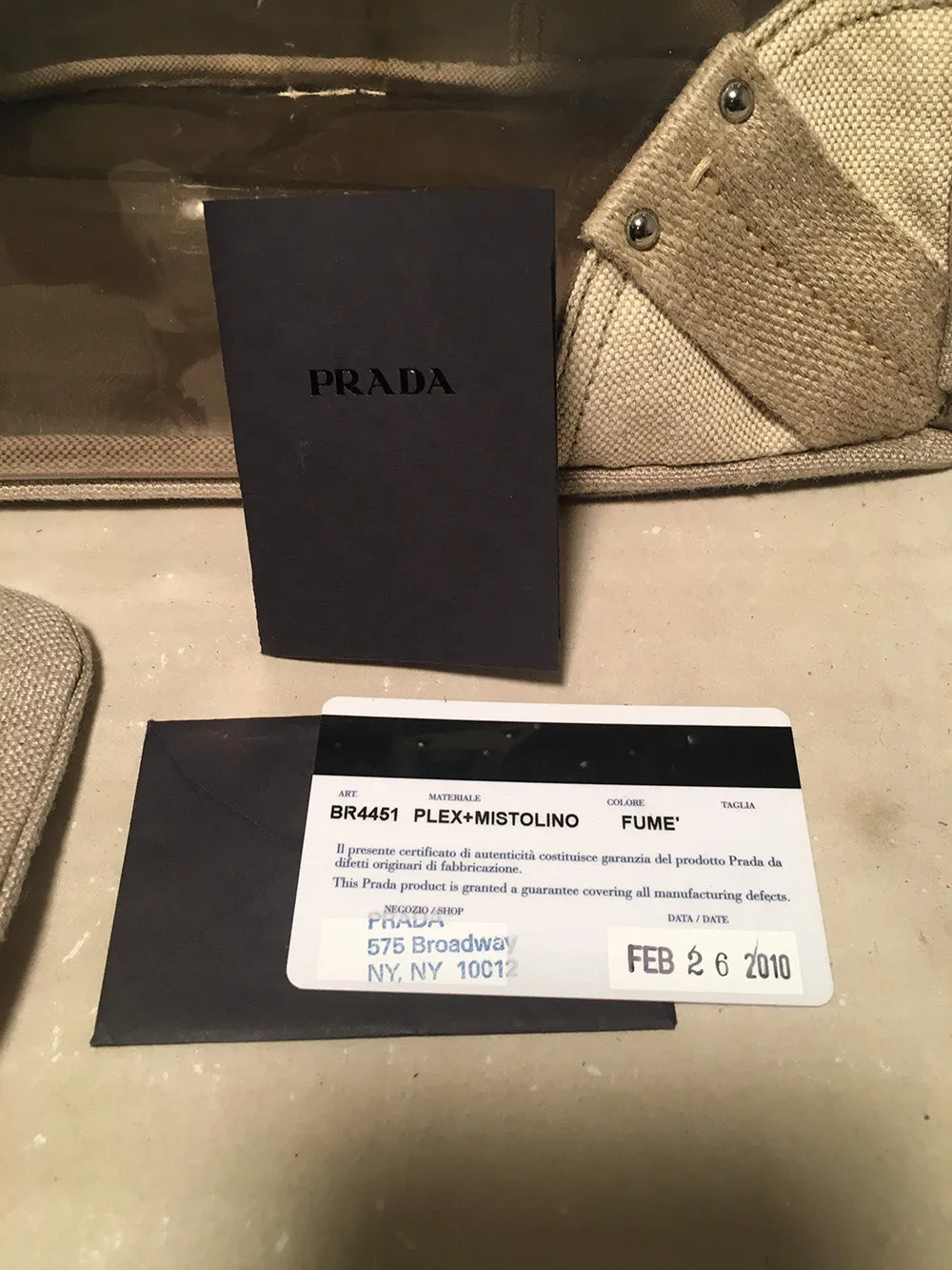 Prada Crystal Mistolino Plex Vinyl Canvas Frame Handbag