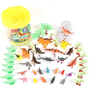 Prehistoric Dinosaur Playset – 45 Assorted Plastic Animal Figures Pieces Toy Play Set for Kids, Boys and Girls with Storage Container