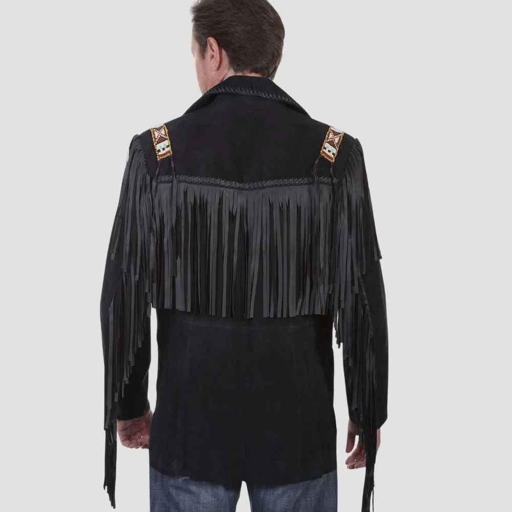 Premium Black Suede Fringe Jacket For Modern Style