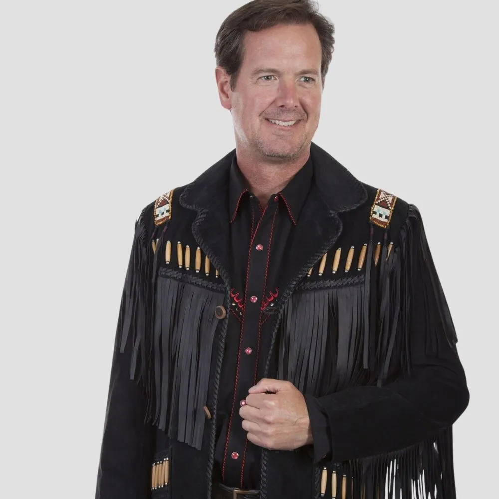 Premium Black Suede Fringe Jacket For Modern Style