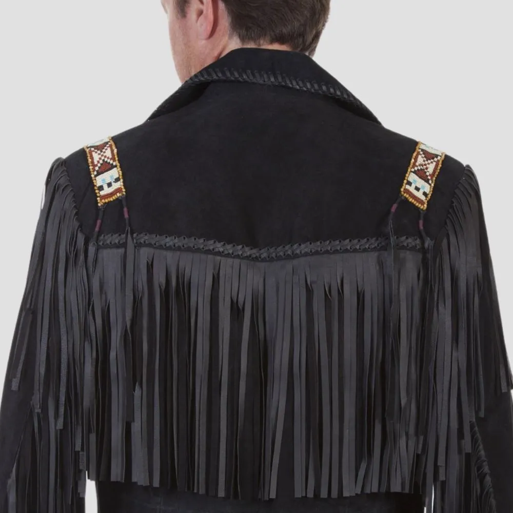Premium Black Suede Fringe Jacket For Modern Style