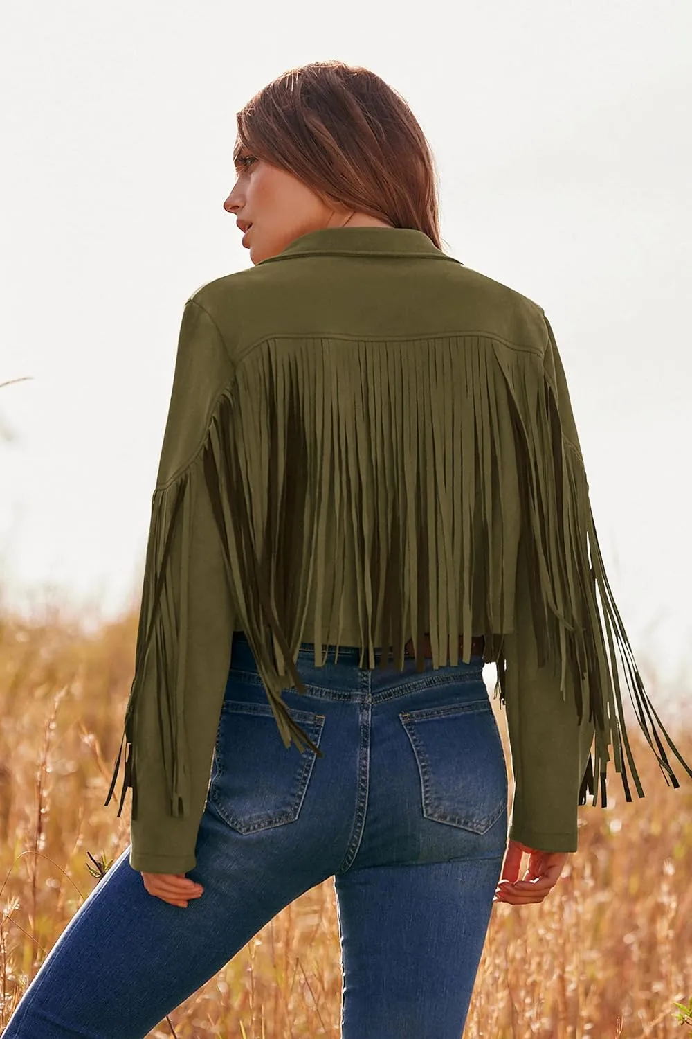 PRETTYGARDEN Women's Faux Suede Leather Jackets Tassel Motorcycle Cropped Coats 2025 Fashion Clothes
