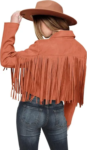 PRETTYGARDEN Women's Faux Suede Leather Jackets Tassel Motorcycle Cropped Coats 2025 Fashion Clothes