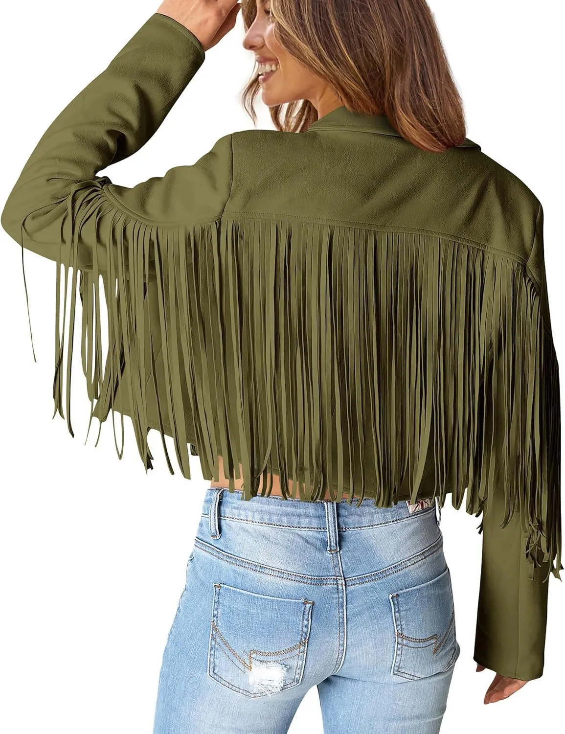 PRETTYGARDEN Women's Faux Suede Leather Jackets Tassel Motorcycle Cropped Coats 2025 Fashion Clothes