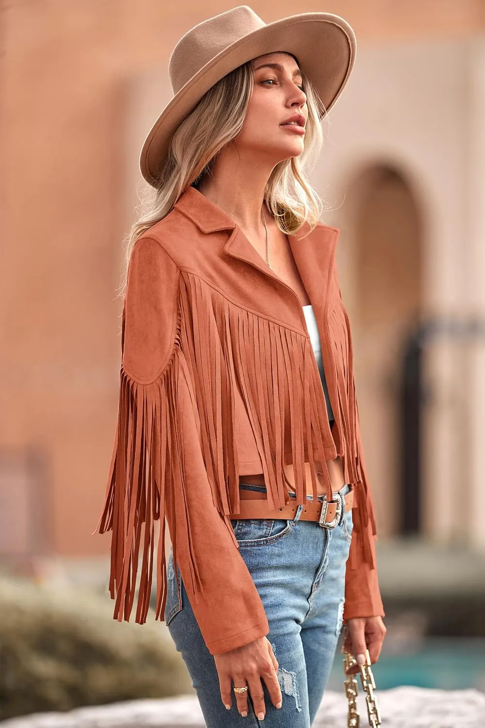 PRETTYGARDEN Women's Faux Suede Leather Jackets Tassel Motorcycle Cropped Coats 2025 Fashion Clothes