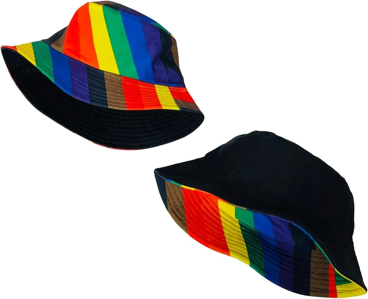 Pride Unisex Bucket Hat Reversible Double-Side-Wear Packable for Travel, Outdoors, and Beach