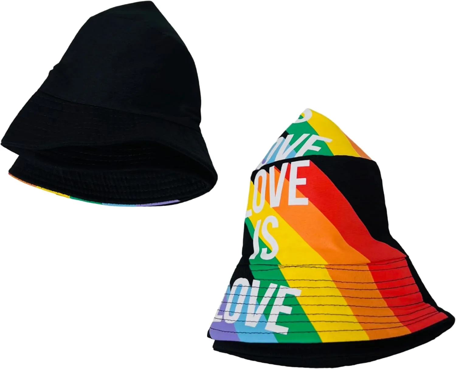 Pride Unisex Bucket Hat Reversible Double-Side-Wear Packable for Travel, Outdoors, and Beach