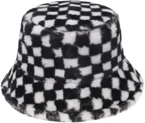 PURFANREE Women's Soft Faux Fur Bucket Hat Fluffy Winter Warmer Fisherman Cap