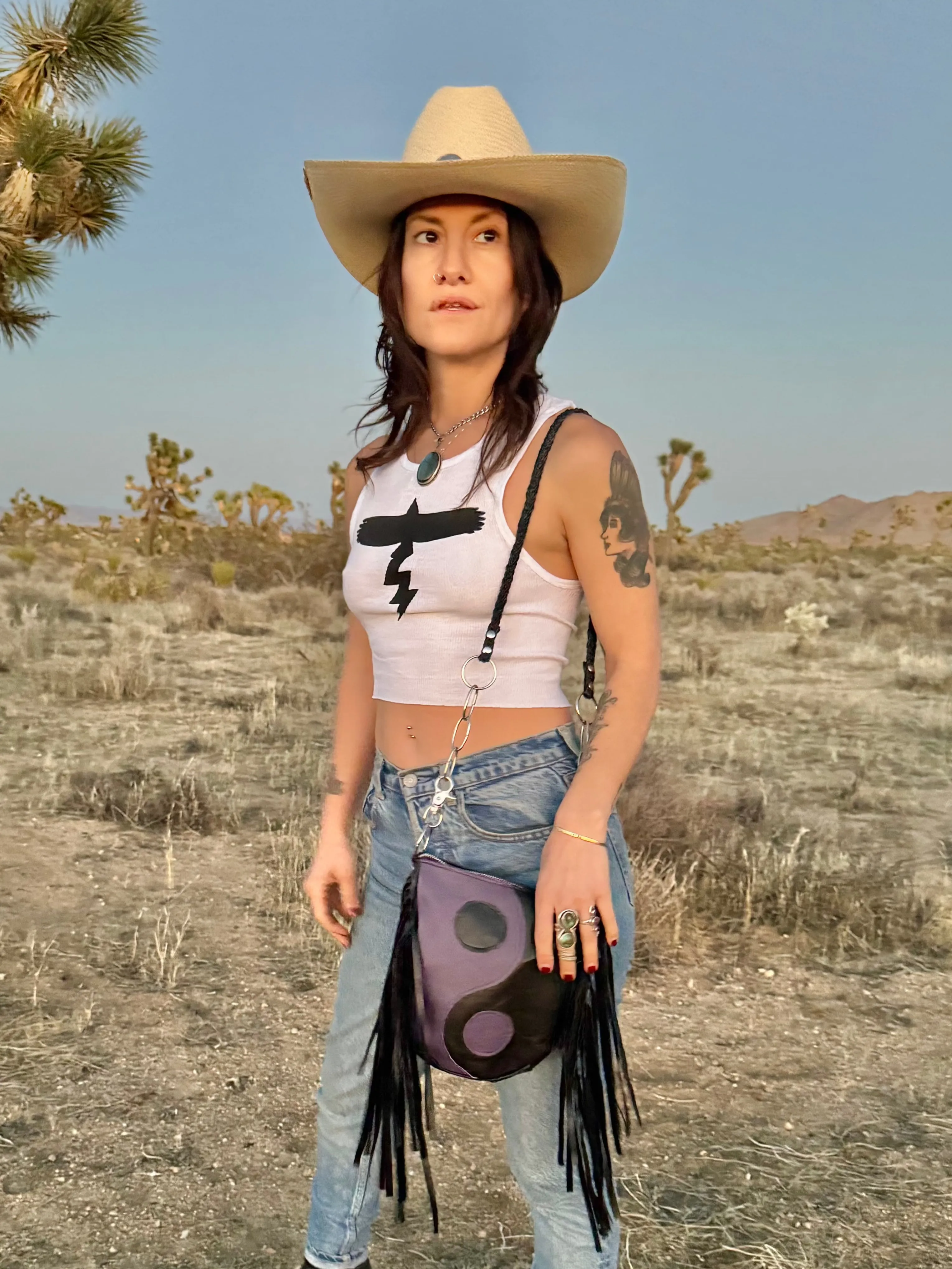 Purple Yin Yang Rider Handbag