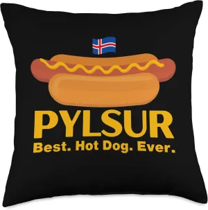 Pylsur Icelandic Hot Dogs - Iceland Tops, Tees & Accessories Throw Pillow