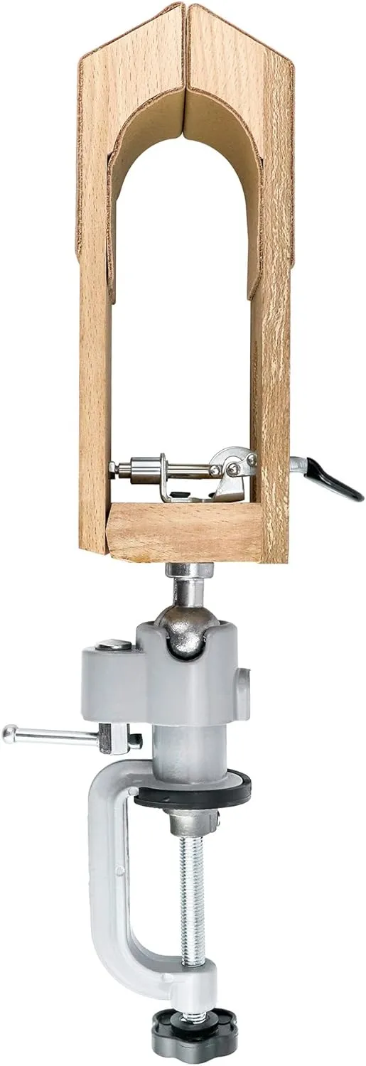 QWORK Leather Sewing Clamp Tool for Belts, Bags, and Purses, 360 Degree Rotation Wooden Leather Craft Hand Sewing Holds Leather Firmly in Place