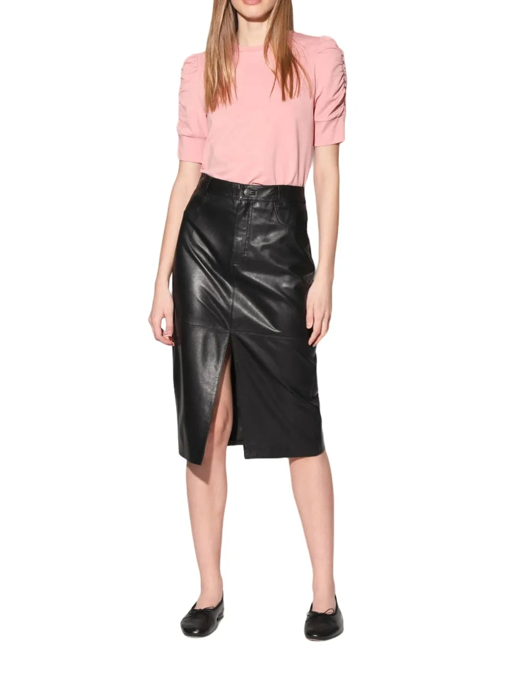 Radiance Metallic Luxe Leather Skirt for Women