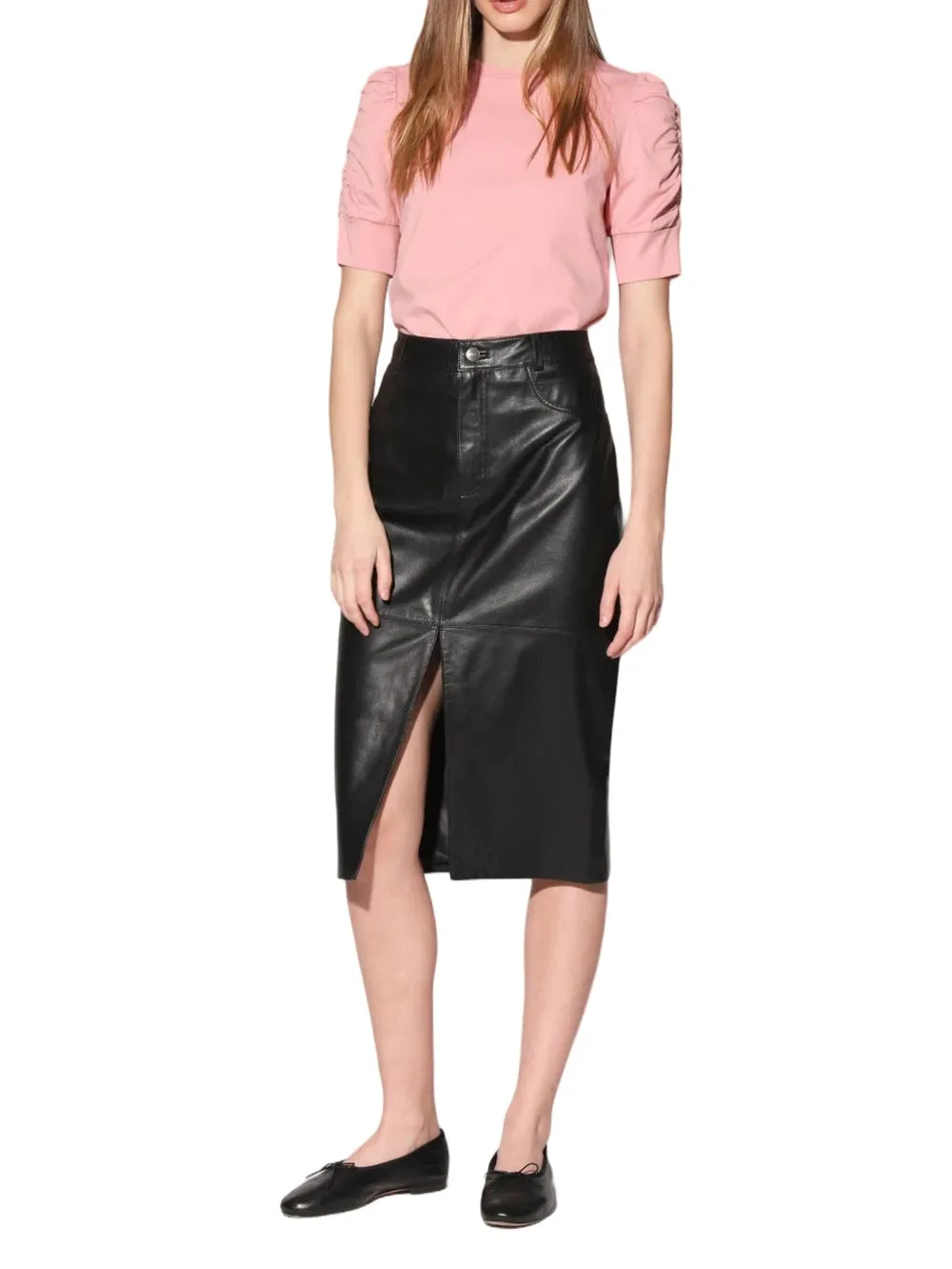Radiance Metallic Luxe Leather Skirt for Women