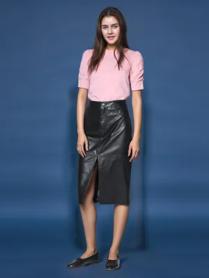Radiance Metallic Luxe Leather Skirt for Women
