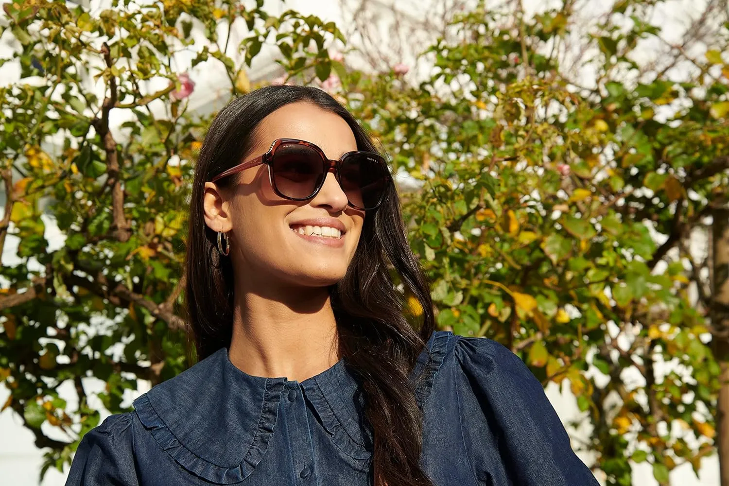 RADLEY London 6505 Polarized 70's Style Round Oversized Sunglasses, 57 mm, UV400 Protection