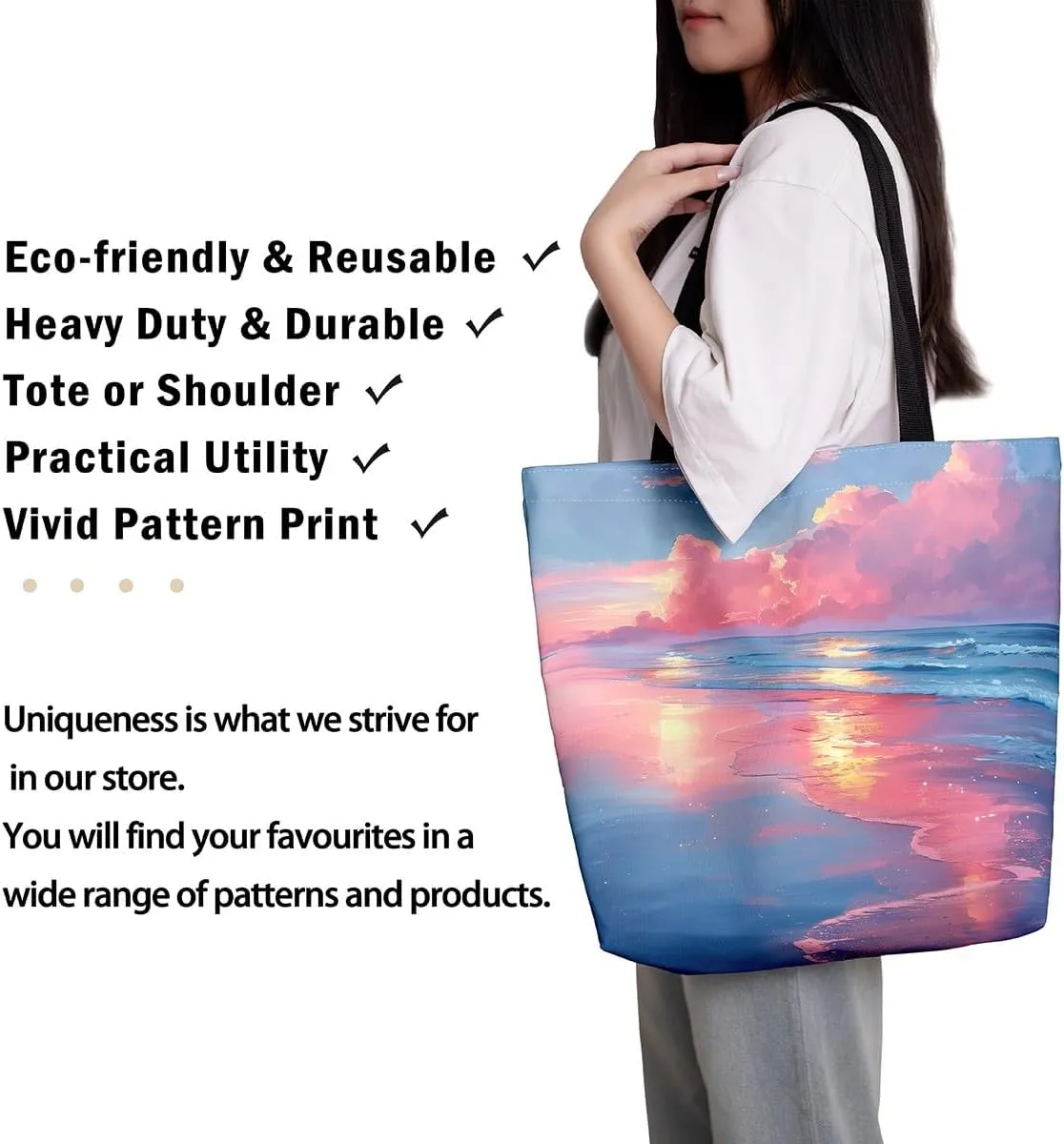 Rainbow Castle Canvas Tote Bag Castle Dreamy Themed Canvas Bags