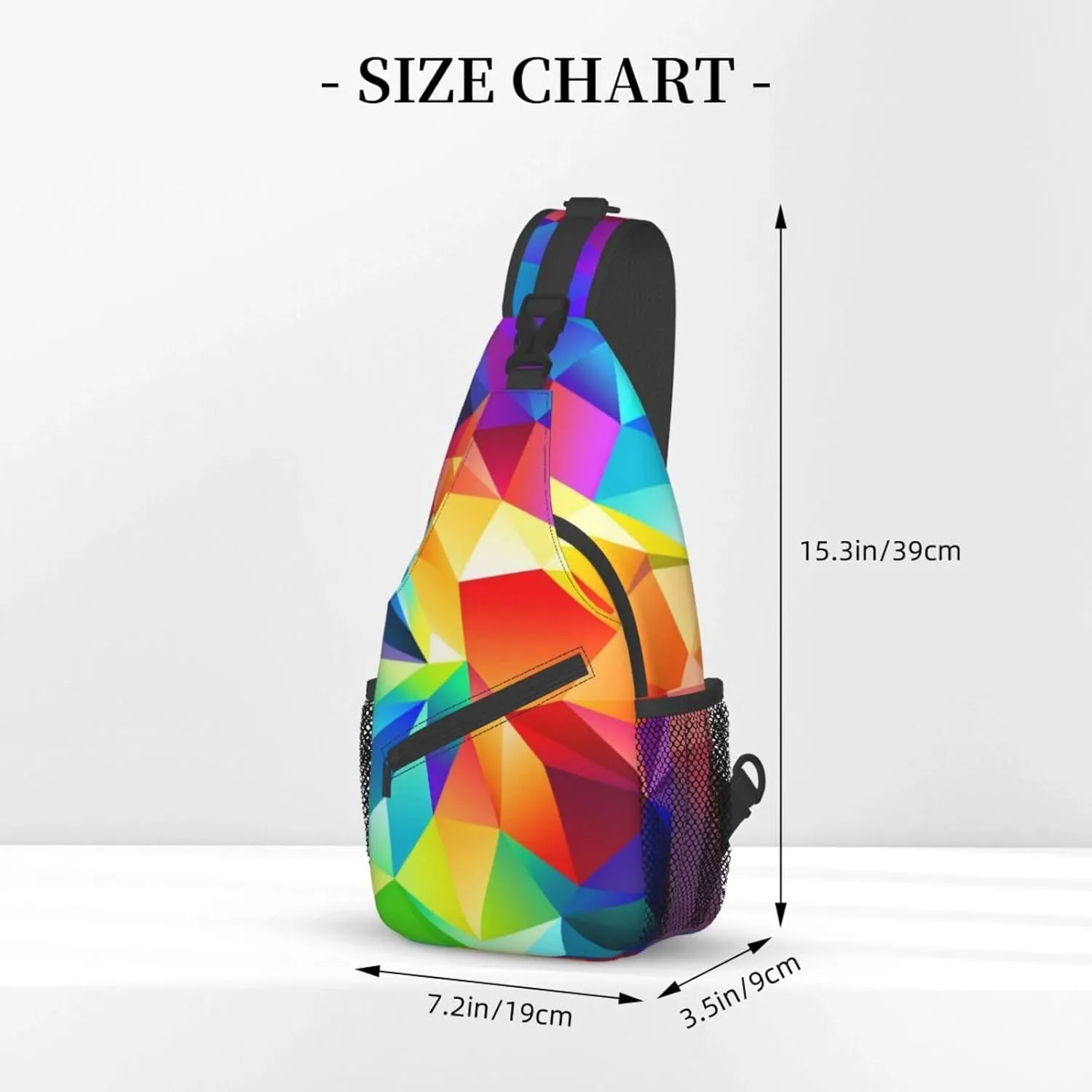 Rainbow Geometric Print Men'S Casual Crossbody Chest Bag - A Versatile Accessory For Everyday Use And Short Trips