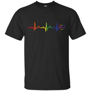Rainbow Heartbeat Gay Pride T Shirt