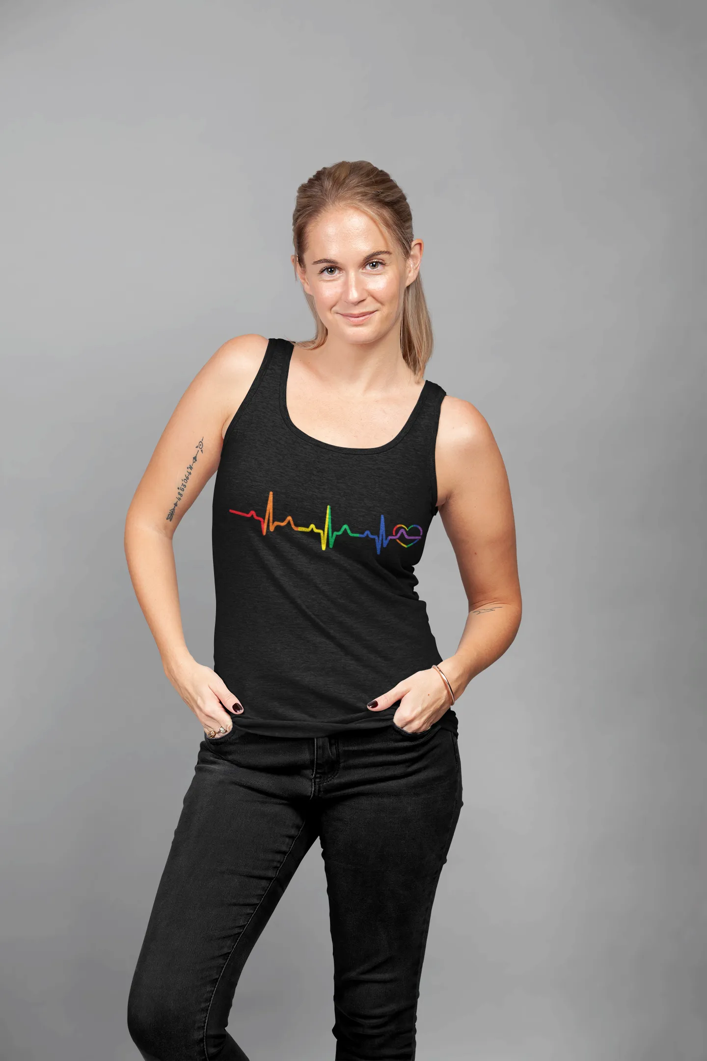 Rainbow Heartbeat Gay Pride T Shirt