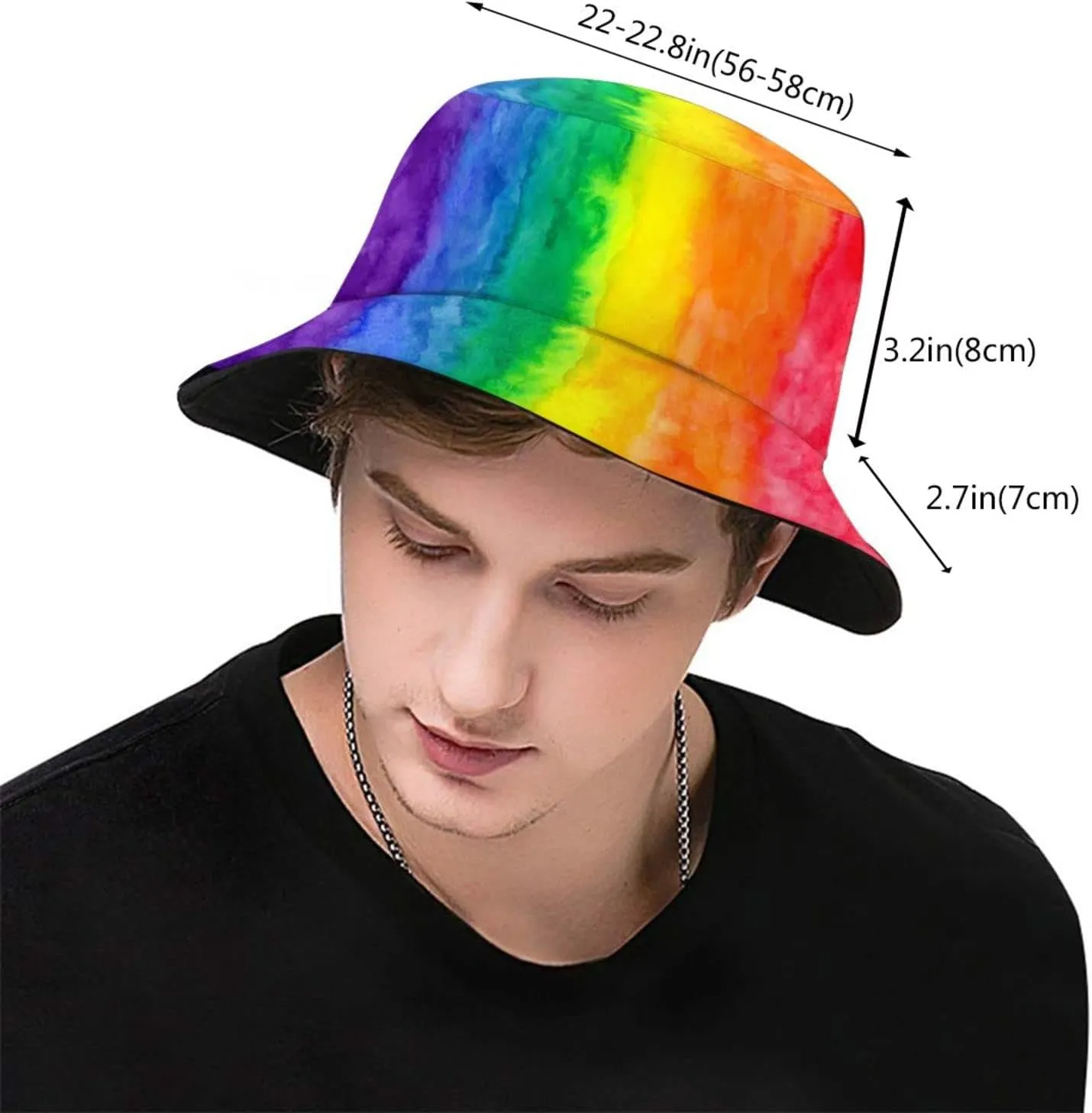 Rainbow LGBT Bucket Hats Fashion Gay Pride Sun Cap Packable Outdoor Fisherman Hat for Women Men