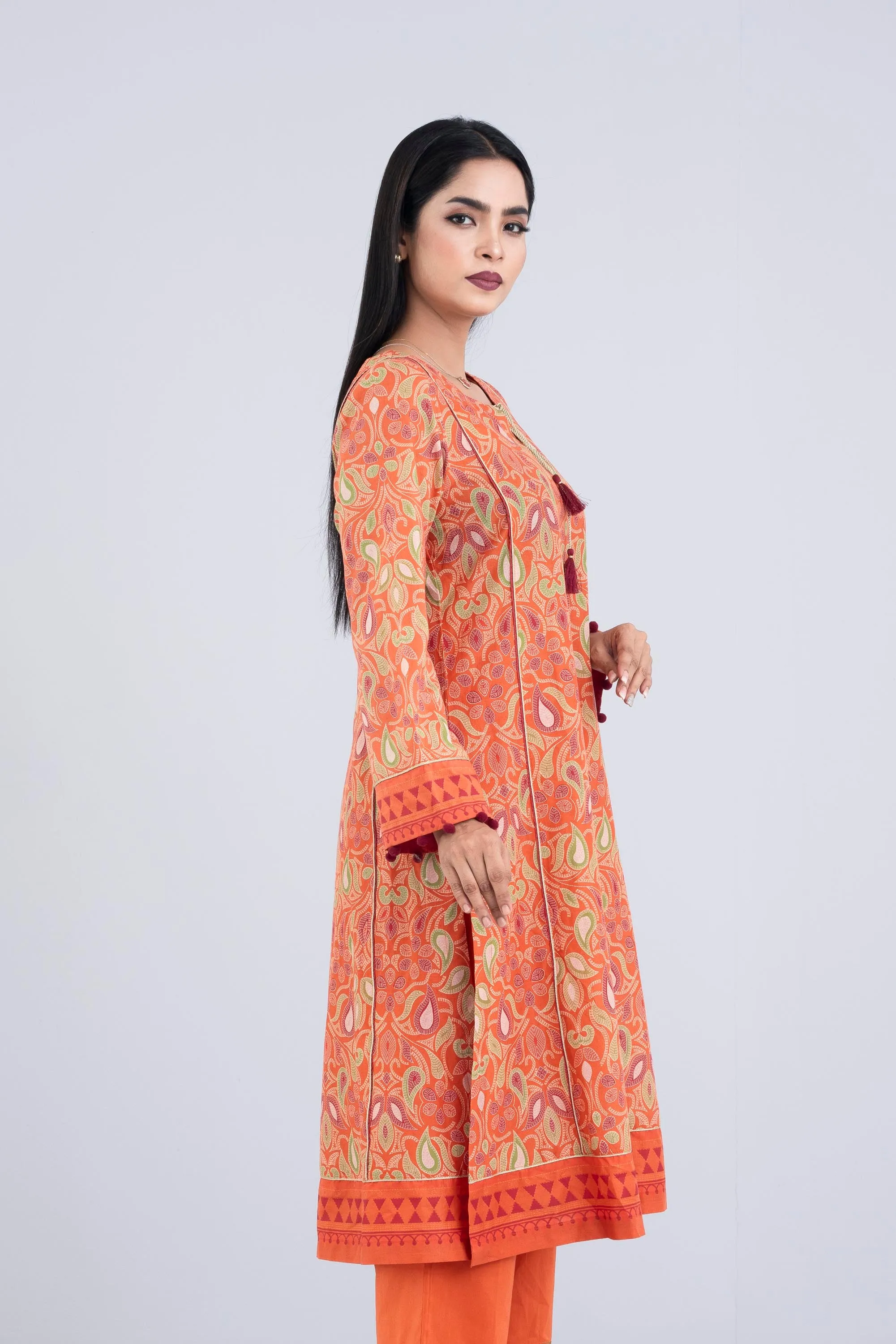 Ready-to-wear Three-Piece Lawn with Chiffon Dupatta