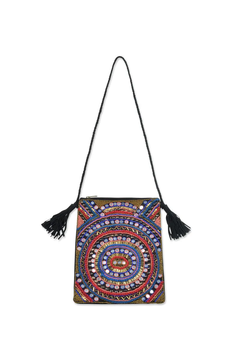 Red Astral Hand Beaded Embellished Bag