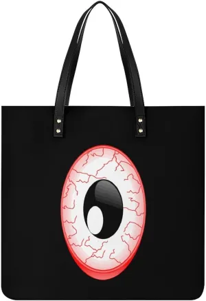 Red Eyeball Leather Tote Bags Casual Shoulder Handbag Purses Portable Shopping Bag for Men Women