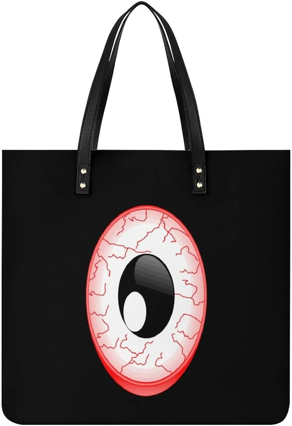 Red Eyeball Leather Tote Bags Casual Shoulder Handbag Purses Portable Shopping Bag for Men Women