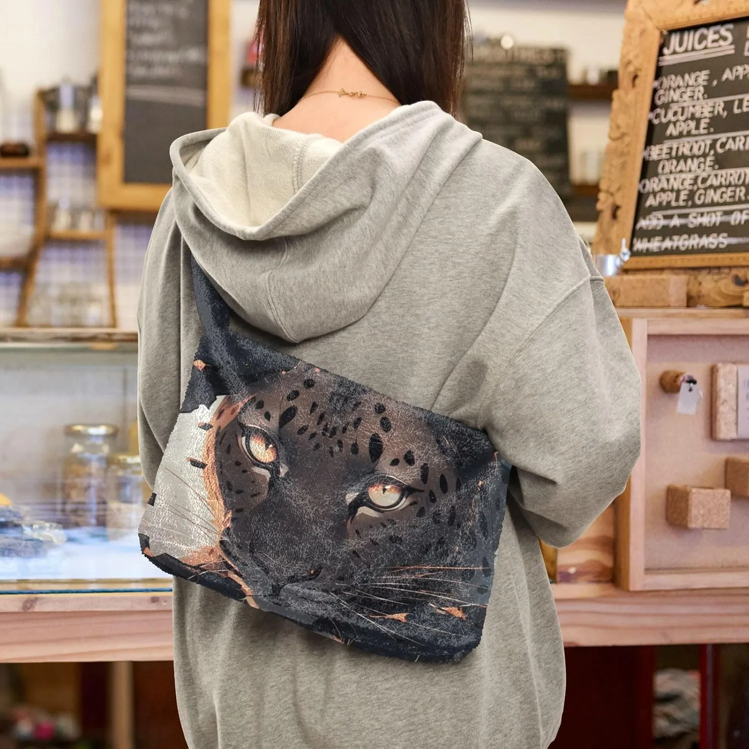 Retro Old Wood Texture Coral Marine Life Ladies Shoulder Bags, Soft Plush Bags, Book Totes for Women