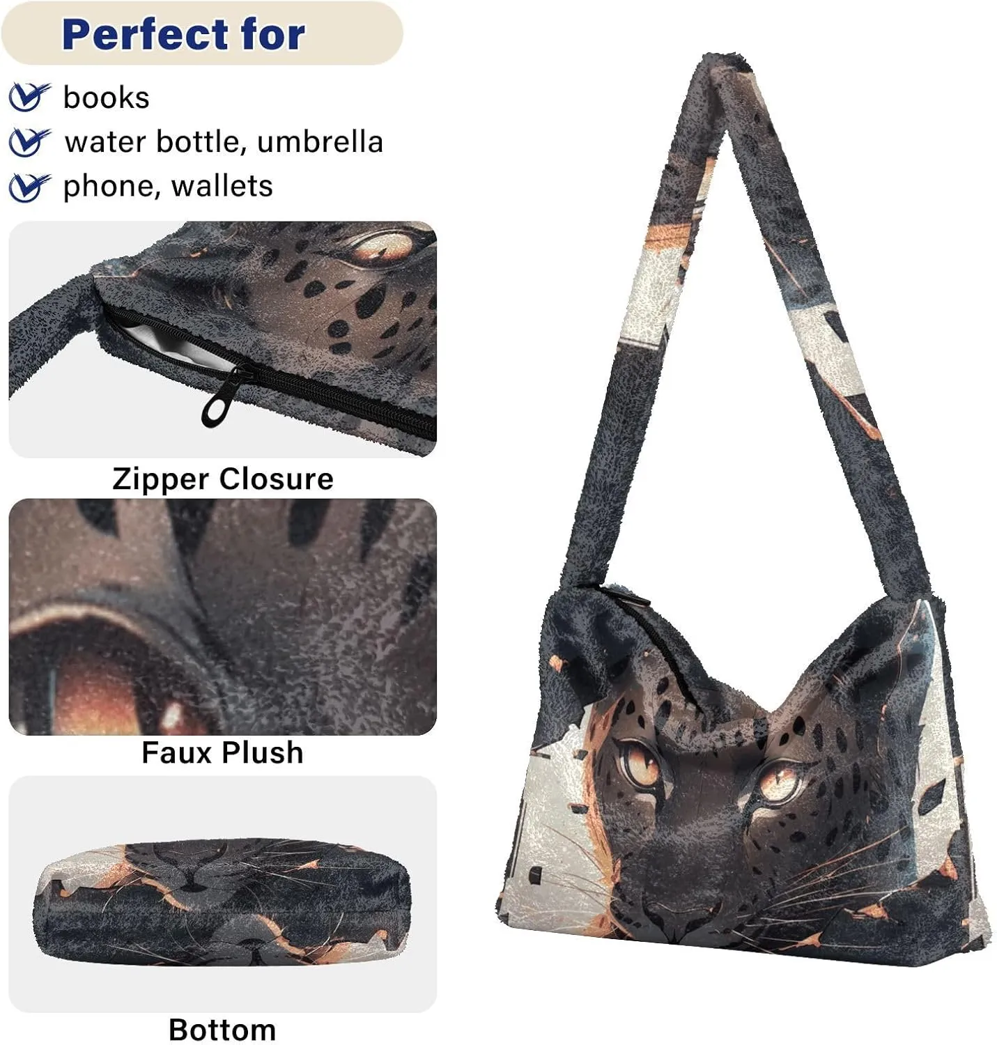 Retro Old Wood Texture Coral Marine Life Ladies Shoulder Bags, Soft Plush Bags, Book Totes for Women