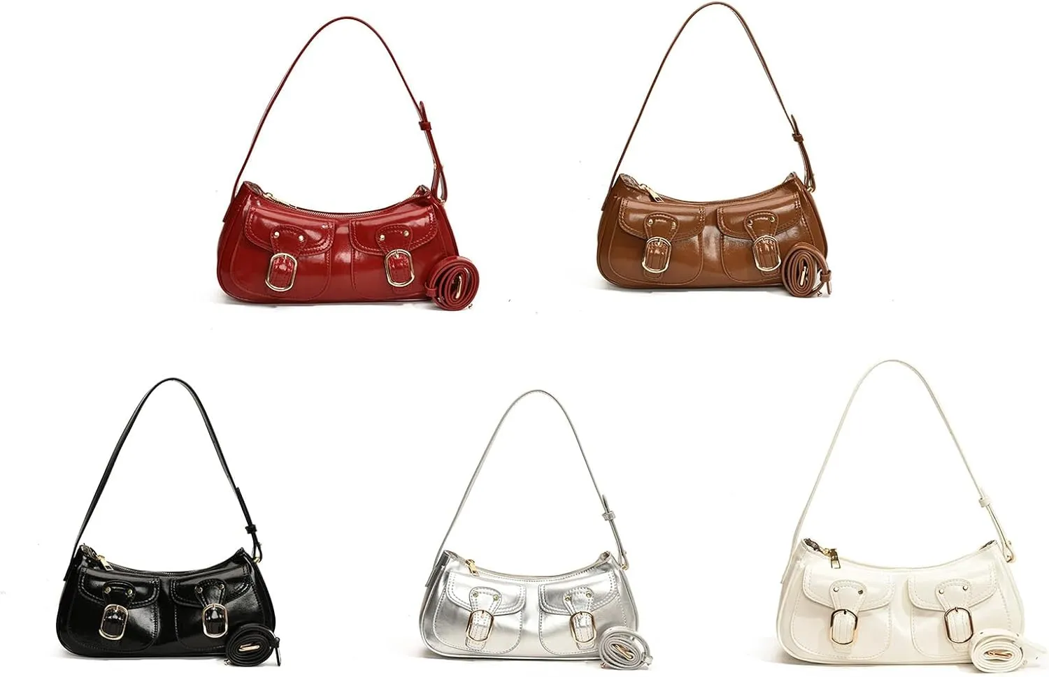 Retro Shoulder Bag Fashionable Crossbody Bags PU Leather Armpit Purse Casual Underarm Bags for Women and Girls