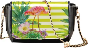 Retro Shoulder Leather Bags, Cute Woodland Animals Fox Crossbody Bags for Women Phone Satchel with Chain Strap