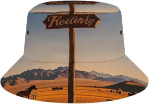 Retro Western Cowboy Horseback Bucket Hats Unisex, Summer Sun Hat Casual Fashion Fisherman Cap for Outdoor Travel