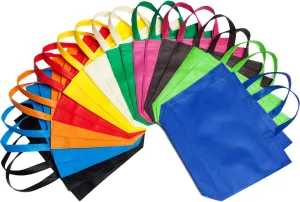 Reusable Gift Bag With Handles 22 Pcs Large Tote Bags Bulk 11 Colors for Shopping Groceries Birthday Party Favor Snacks DIY Painting Halloween Christmas Gift, 15 Inch ×13 Inch