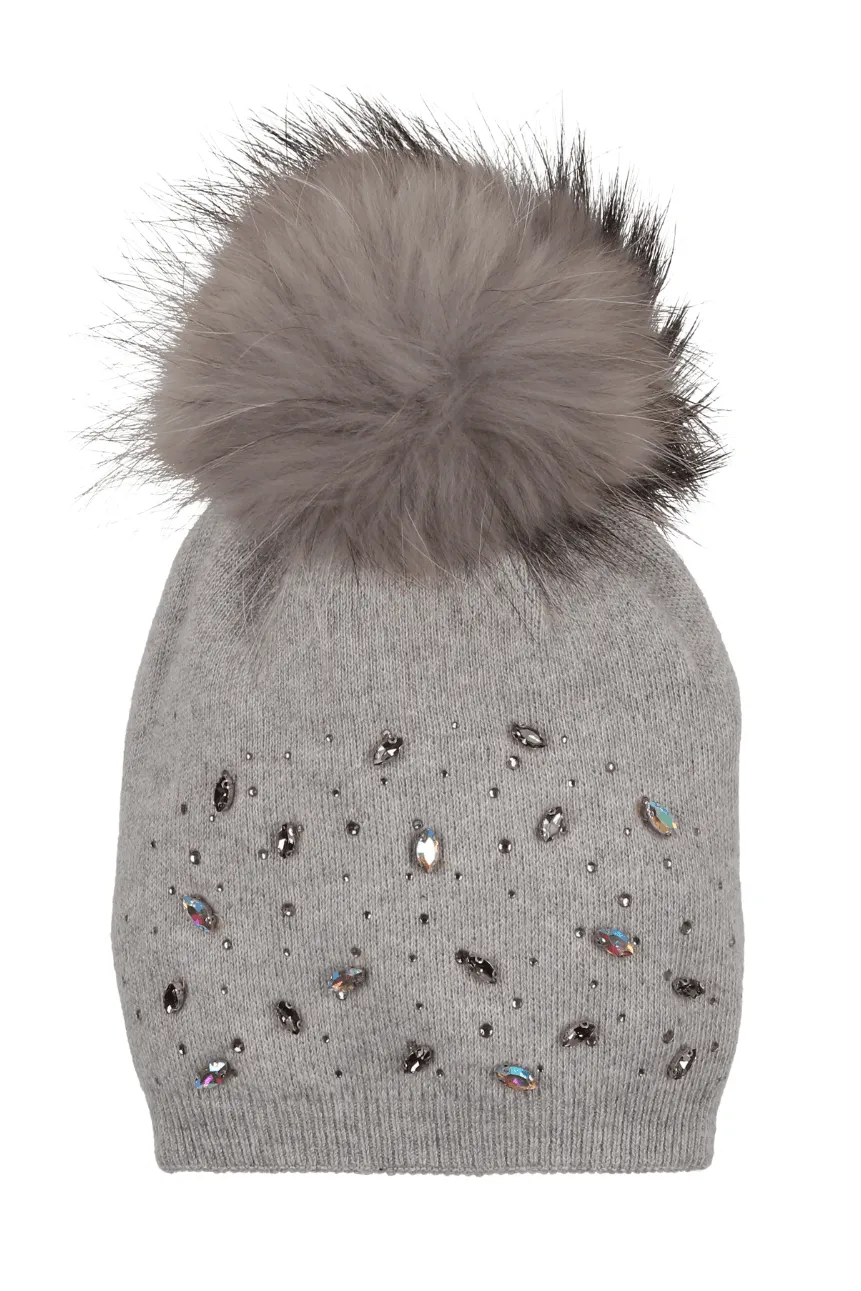 Rhinestone Embellished Hat (Snap On Pom Sold Separately)