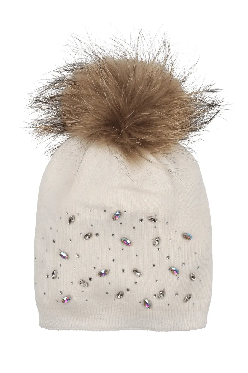 Rhinestone Embellished Hat (Snap On Pom Sold Separately)