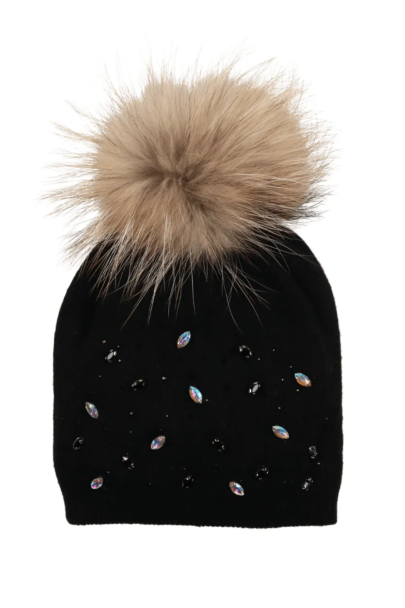 Rhinestone Embellished Hat (Snap On Pom Sold Separately)