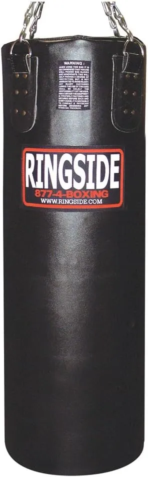 Ringside Leather Heavy Bag, Punching Bag for Boxing Training and Workout, 65 lbs, Includes Heavy Bag Chain and Swivel